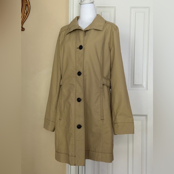 Eddie Bauer Jackets & Blazers - Eddie Bauer Trench Coat/Jacket Button Front Mid Length Classic Staple Neutral L
